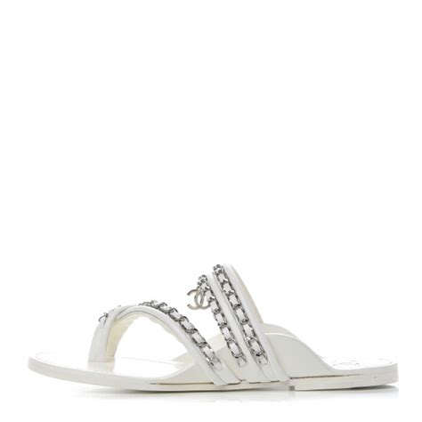 chanel rat thong|CHANEL Calfskin Chain CC Thong Flat Sandals 41 White.